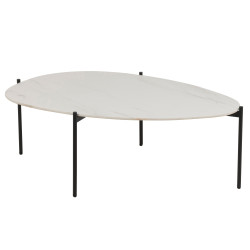 Table ovale 43x124cm en porcelaine blanche et métal noir TOKYO