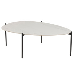 Table basse ovale en porcelaine blanche 120x80cm TOKYO