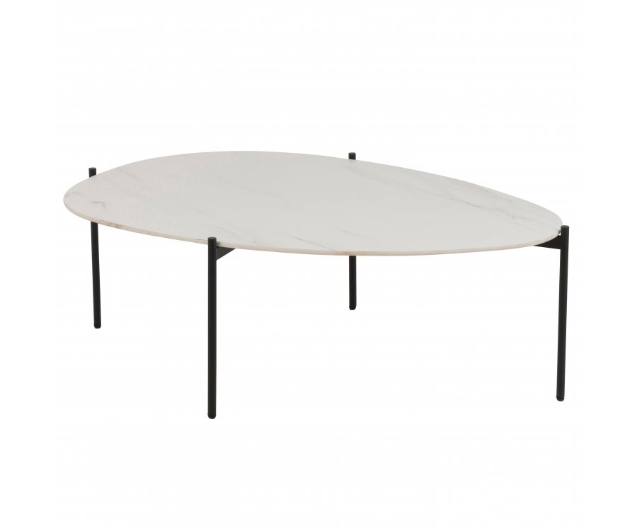 Table basse ovale en porcelaine blanche 120x80cm TOKYO