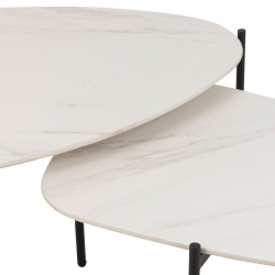 Table basse ovale en porcelaine blanche 120x80cm TOKYO