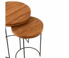 Tables basses gigognes rondes en bois et métal noir LISBONNE