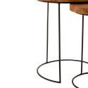 Tables basses gigognes rondes en bois et métal noir LISBONNE