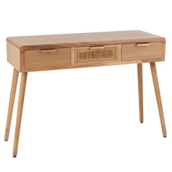 Console scandinave en bois et tiroir cannage BELGRADE