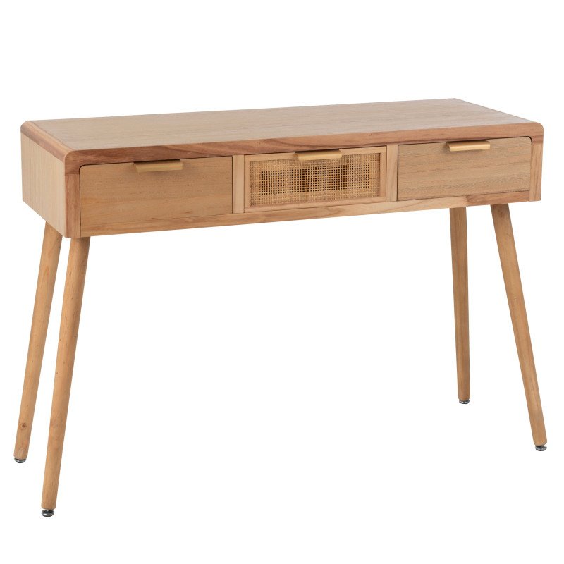 Console scandinave en bois tiroir cannage BELGRADE