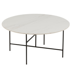 Table basse ronde 80cm en porcelaine blanche TOKYO