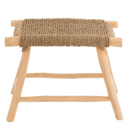 Tabouret bas en bois et corde naturelle BANGKOK