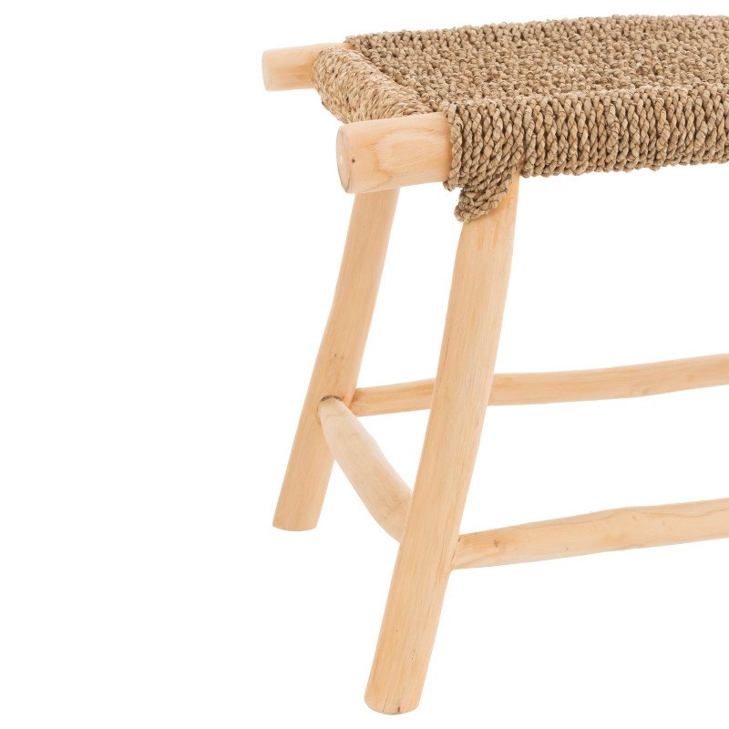 Tabouret bas en bois clair et corde BANGKOK