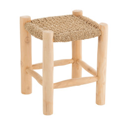 Tabouret bas en bois et corde BANGKOK