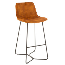 Tabouret de bar en velours camel BRUXELLES