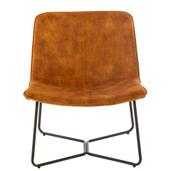 Fauteuil lounge en velours camel BRUXELLES