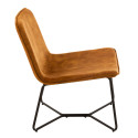 Fauteuil lounge en velours camel BRUXELLES