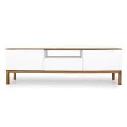 Meuble TV scandinave 179cm en bois naturel et blanc PAPILO