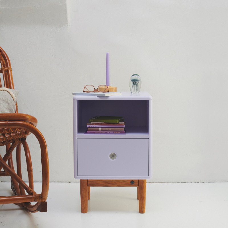 Table de chevet scandinave avec tiroir et niche LOMA