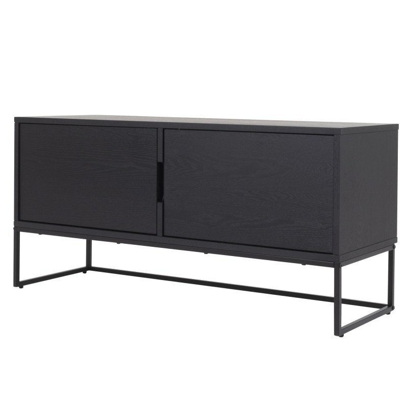 Meuble TV 57x118 cm en métal et bois noir LOGO