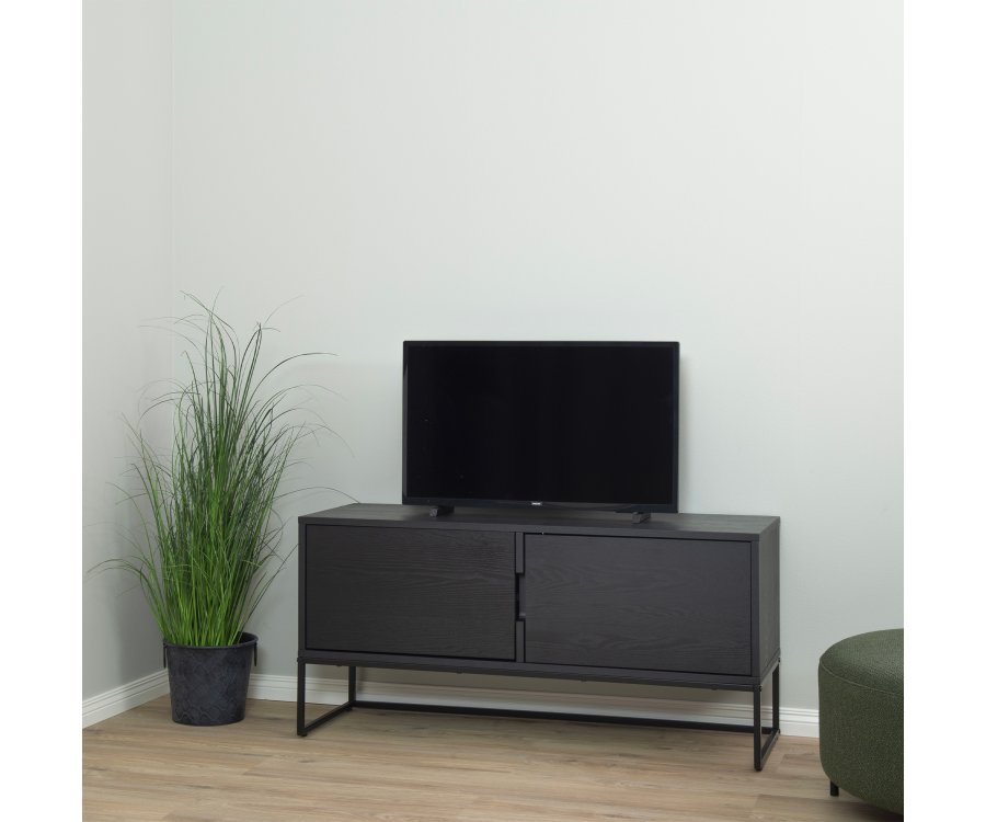 Meuble TV 57x118 cm en métal et bois noir LOGO