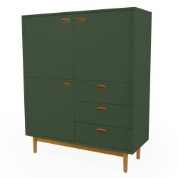 Buffet haut scandinave 6 rangements vert kaki NEO