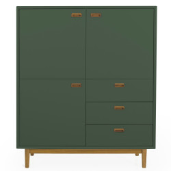 Buffet haut scandinave 6 rangements vert kaki NEO