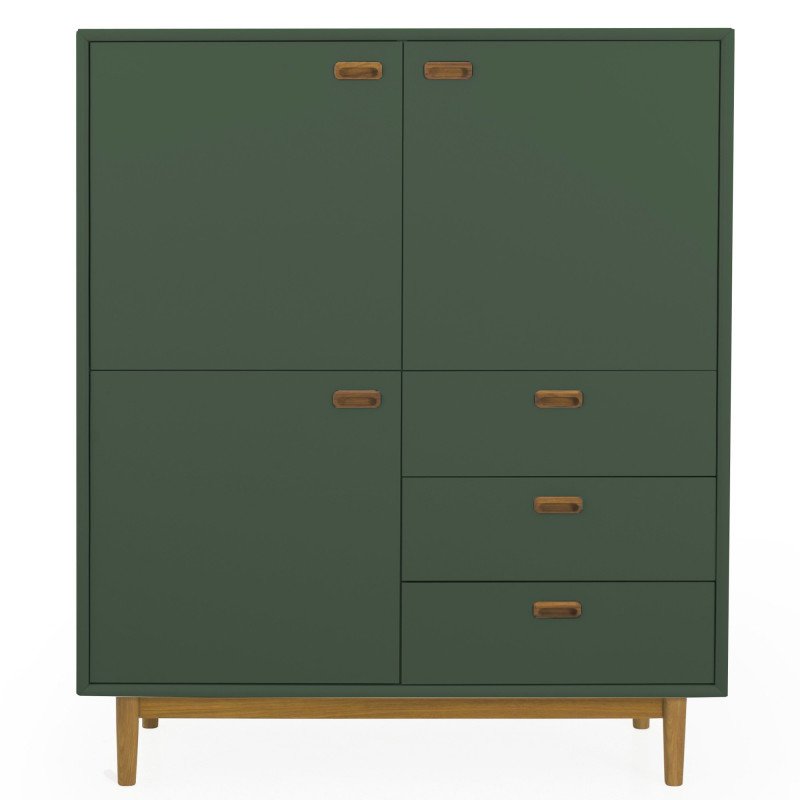 Buffet haut scandinave 6 rangements vert kaki NEO