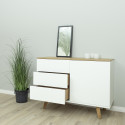 Petit buffet 109cm en bois MDF plateau chêne AMELIA