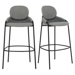 Lot de 2 tabourets de bar avec accoudoirs en tissu MIA