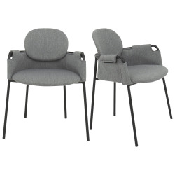 Set de 2 chaises de salle à manger en tissu et métal SONA