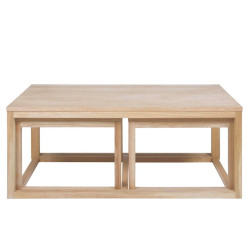 Set de 3 tables basses gigognes rectangulaires en bois CORNAYA