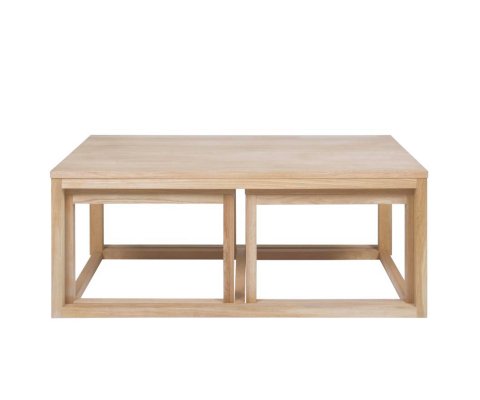 Set de 3 tables basses gigognes rectangulaires en bois naturel CORNAYA
