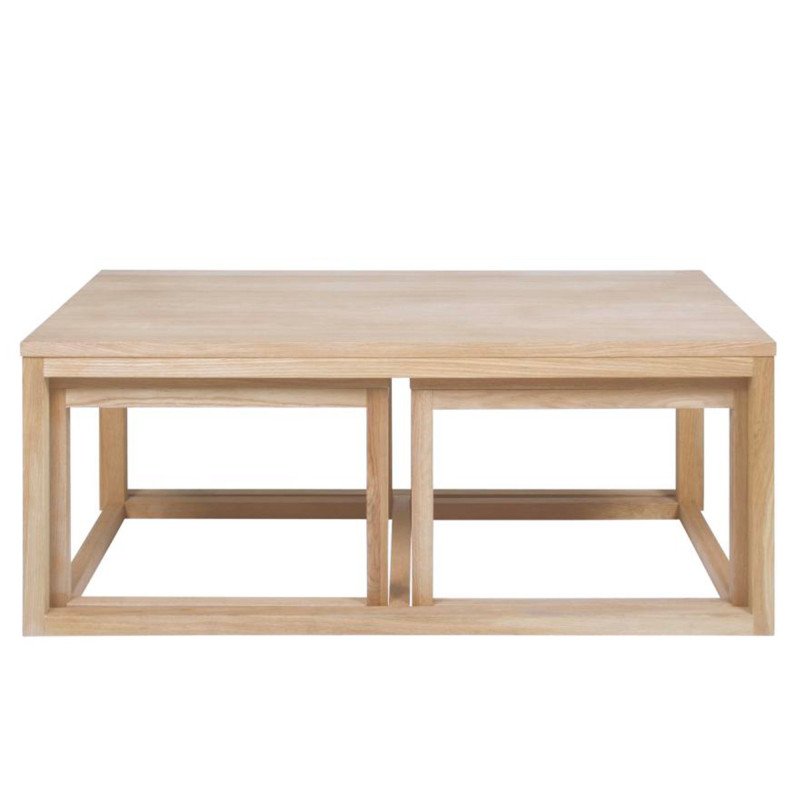 Set de 3 tables basses gigognes rectangulaires en bois CORNAYA