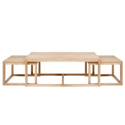 Set de 3 tables basses gigognes rectangulaires en bois CORNAYA