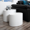 Set de 2 tables basse ovale blanc laqué NICKY