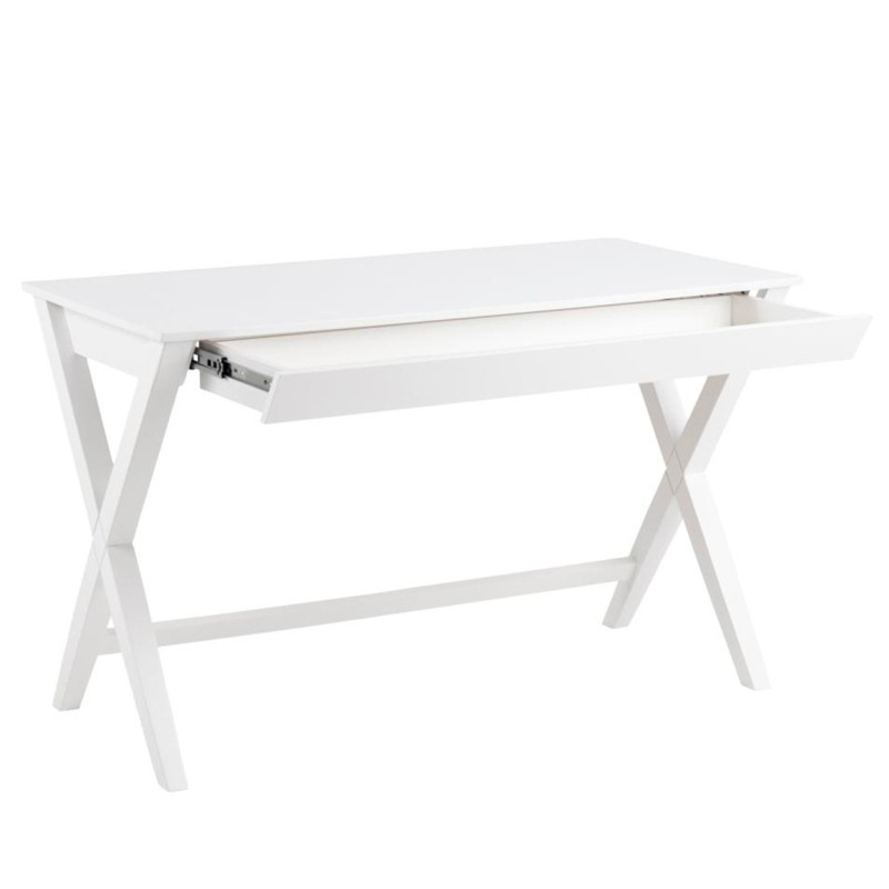 Bureau moderne avec tiroir en bois blanc DELCOR
