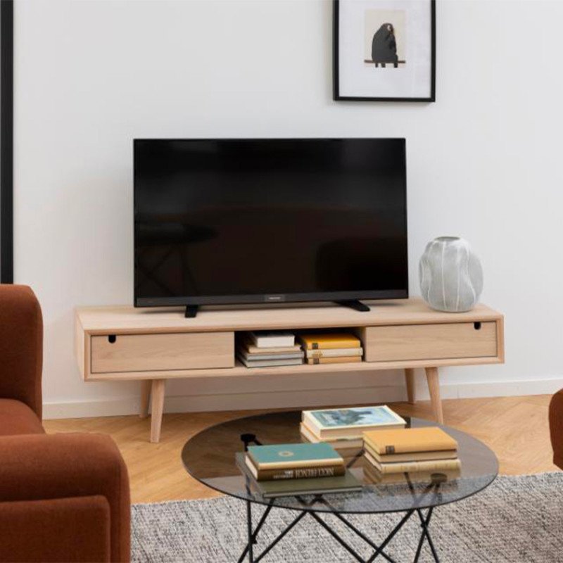 Meuble TV scandinave 160cm avec 2 tiroirs TWENTY