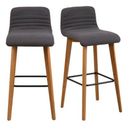 Lot de 2 tabourets modernes en tissu gris AROX