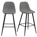 Lot de 2 tabourets en tissu gris pieds noir WILSON