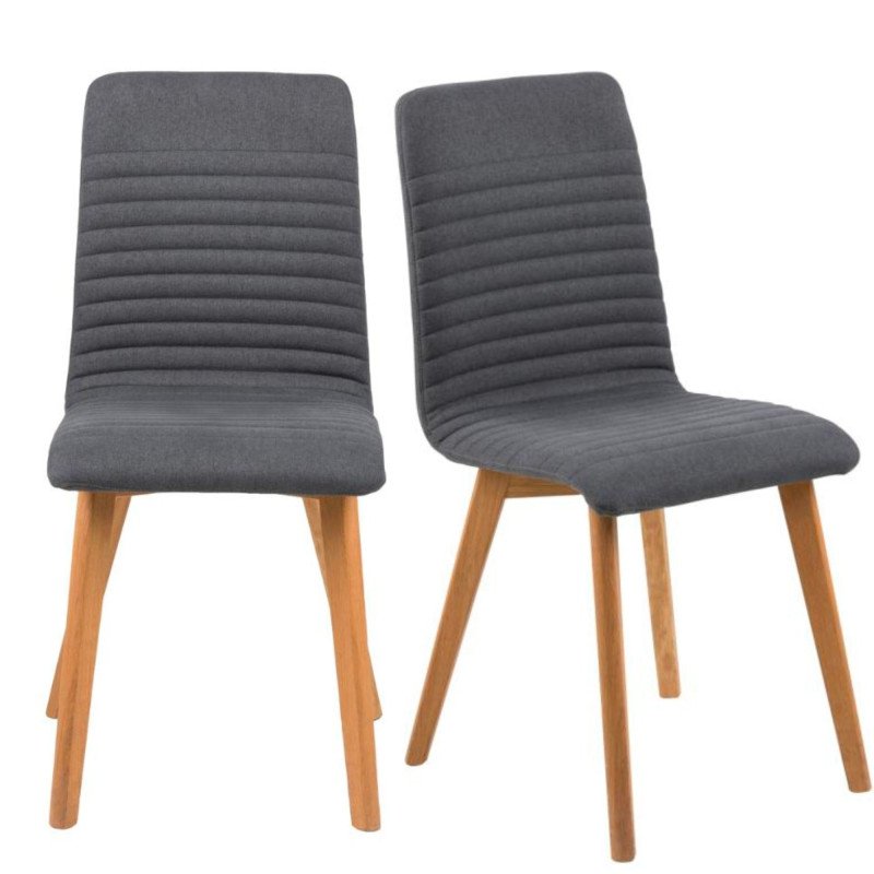 Lot de 2 chaises de salle à manger en tissu pieds bois AROX