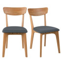 Lot de 2 chaises en bois assise en tissu gris TAXA