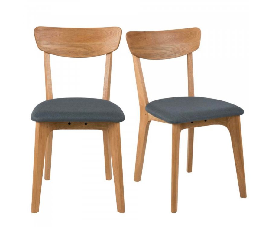 Lot de 2 chaises en bois assise en tissu gris TAXA