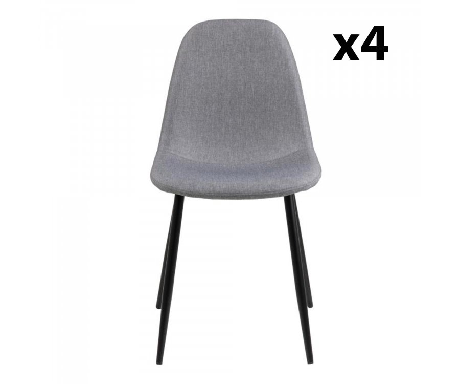 Lot de 4 chaises moderne en tissu gris WILSON