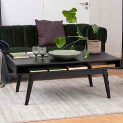 Table basse rectangulaire en bois 130x70cm avec niche MARTI