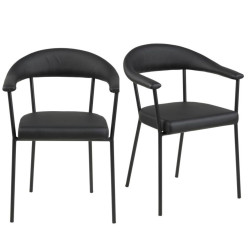 Lot de 2 chaises modernes en simili noir ANA