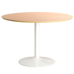 Table à manger ronde en bois pied blanc 110cm PALMAS