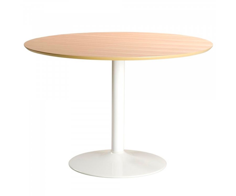 Table à manger ronde en bois pied blanc 110cm PALMAS