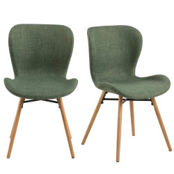 Lot de 2 chaises en tissu pieds bois MATILDA