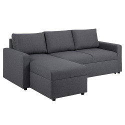 Canape d'angle convertible en tissu gris foncé SACRAM