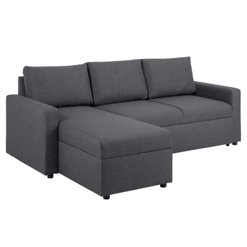 Canape d'angle convertible en tissu gris foncé SACRAM