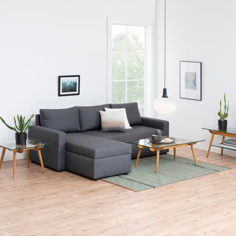 Canape d'angle convertible en tissu gris foncé SACRAM