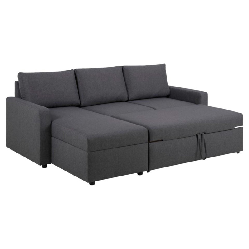 Canape d'angle convertible en tissu gris foncé SACRAM