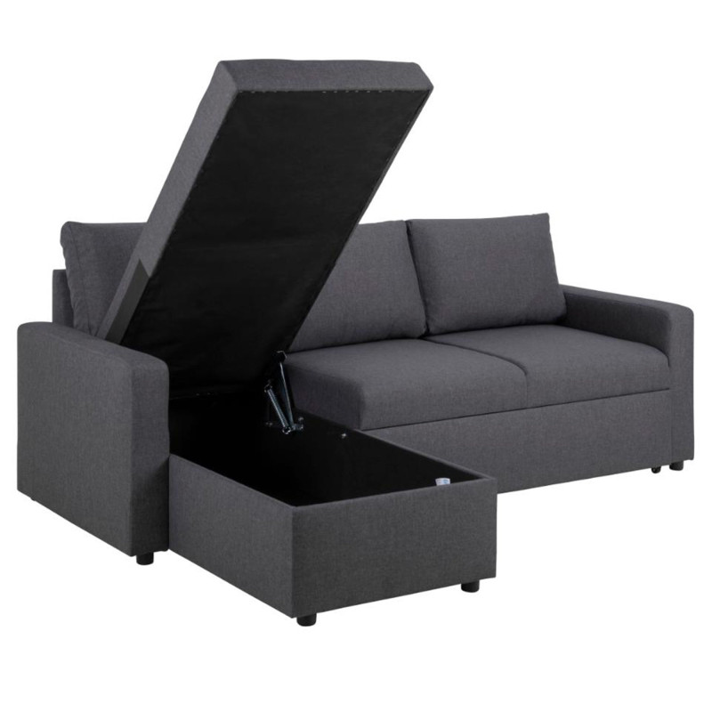 Canape d'angle convertible en tissu gris foncé SACRAM