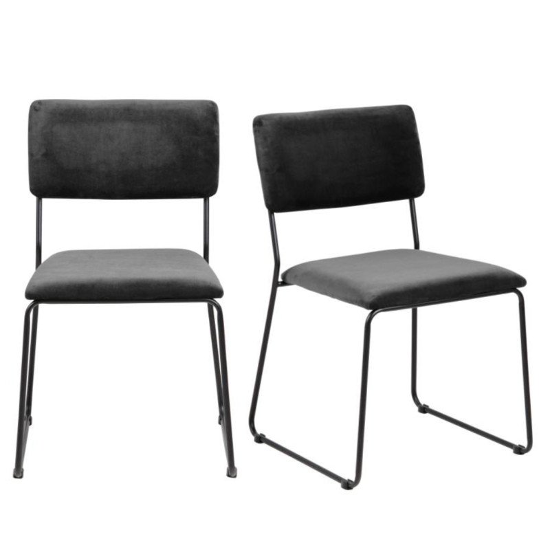 Lot de 2 chaises en velours style moderne CARNELIA