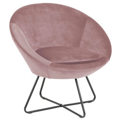 Fauteuil rond en velours pieds métal noir CENTIX